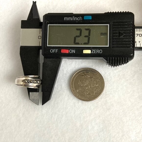 Sterling Silver 925 Marcasite Domed 8MM Tapered Band Ring Size 5 - Picture 15 of 16